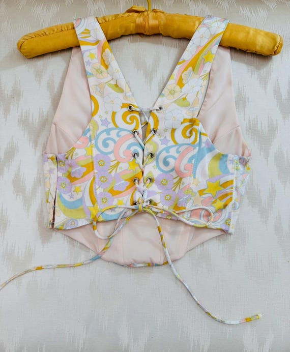 Pastel Psychedelic Printed Bustier - image 3
