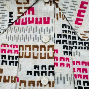 1960s Pierre Cardin Geometric Print Shirt Dress