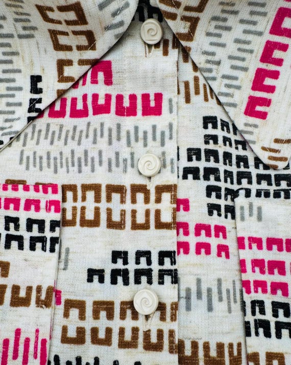 Pierre Cardin, 1960s Pierre Cardin Geometric Print Shirt Dress