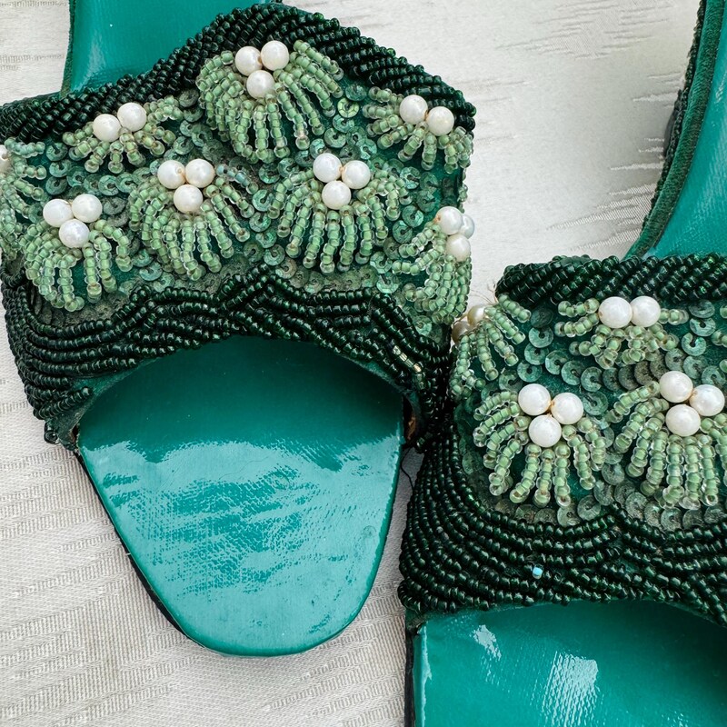beaded block heels