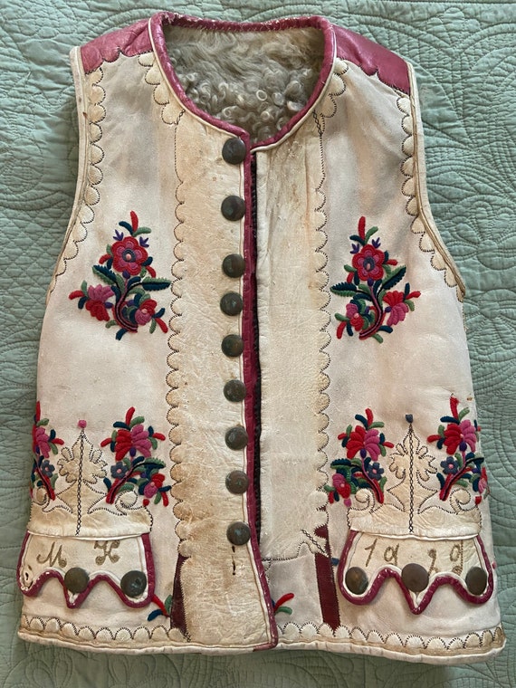 1920s RARE Hungarian Embroidered Leather Mongolia… - image 4