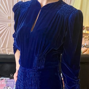 1930s Blue Silk Velvet Dream Dress