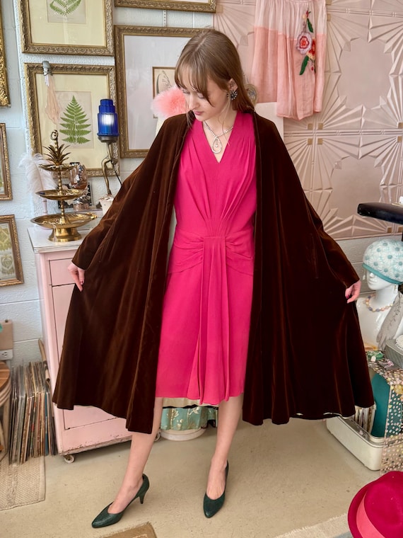 1940s Raspberry Pink Dress with Draping - Gem