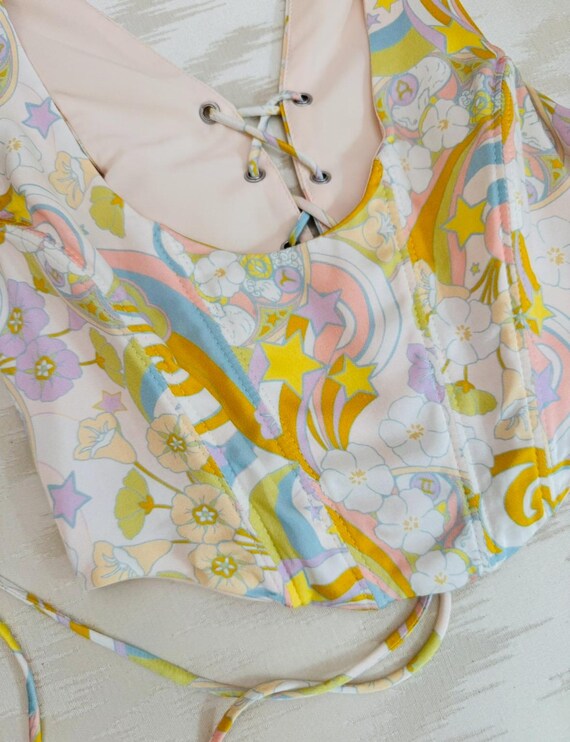 Pastel Psychedelic Printed Bustier - image 5