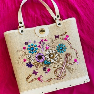 1960s Enid Collins Style Bag with Jewel Toned Embellishments
