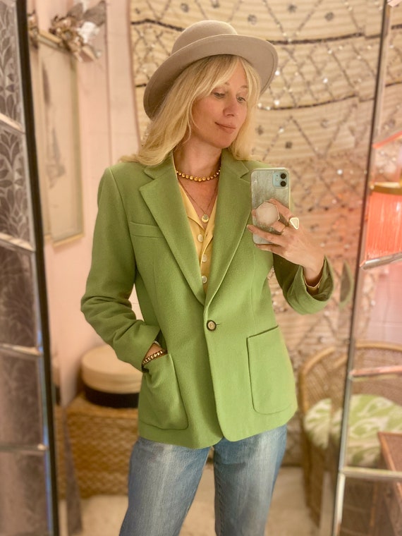 1990s Green Cashmere Blazer - image 5