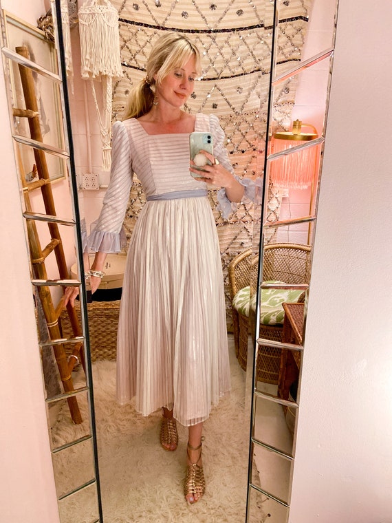 sachin and babi light blue dress Davids Bridal Chiffon Scoop Neck Bridesmaid Dress