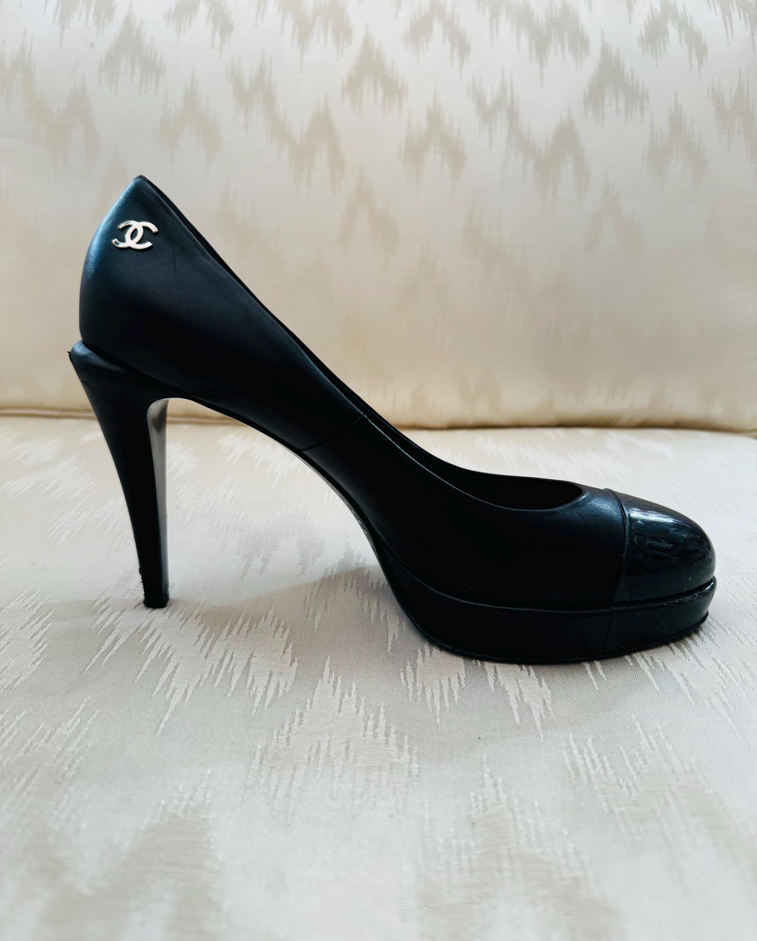 Chanel Black Platform Heels
