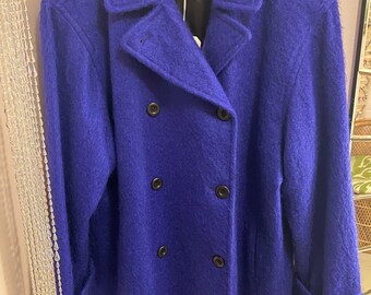 1980s Purple Mohair Double Breasted Coat