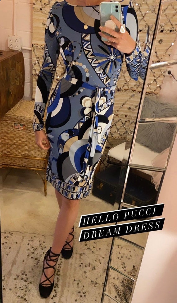 Sold Vintage Emilio Pucci Silk Jersey Print Long Sleeve Day Dress 1960 –  Palm Beach Vintage