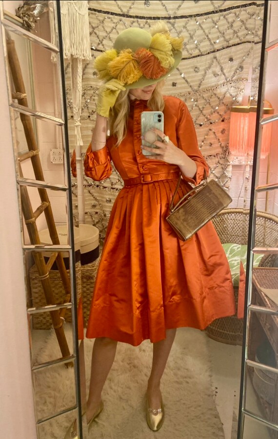 1940s/50s Fur Felt Tilt Hat Beige Orange Atelier Hut