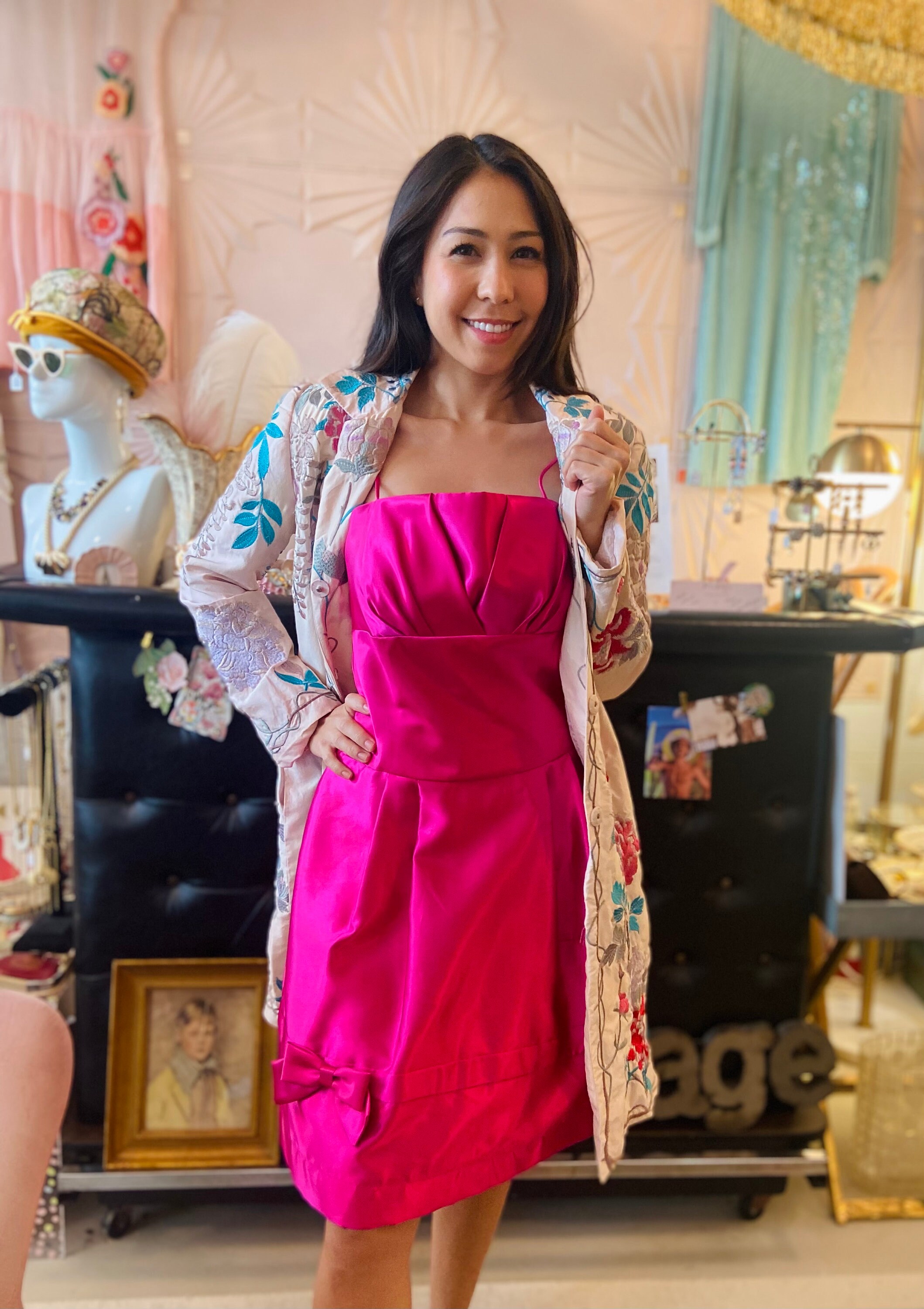 1980s Jessica Mcclintock Gunne Sax Hot Pink Satin Party Dress - Etsy