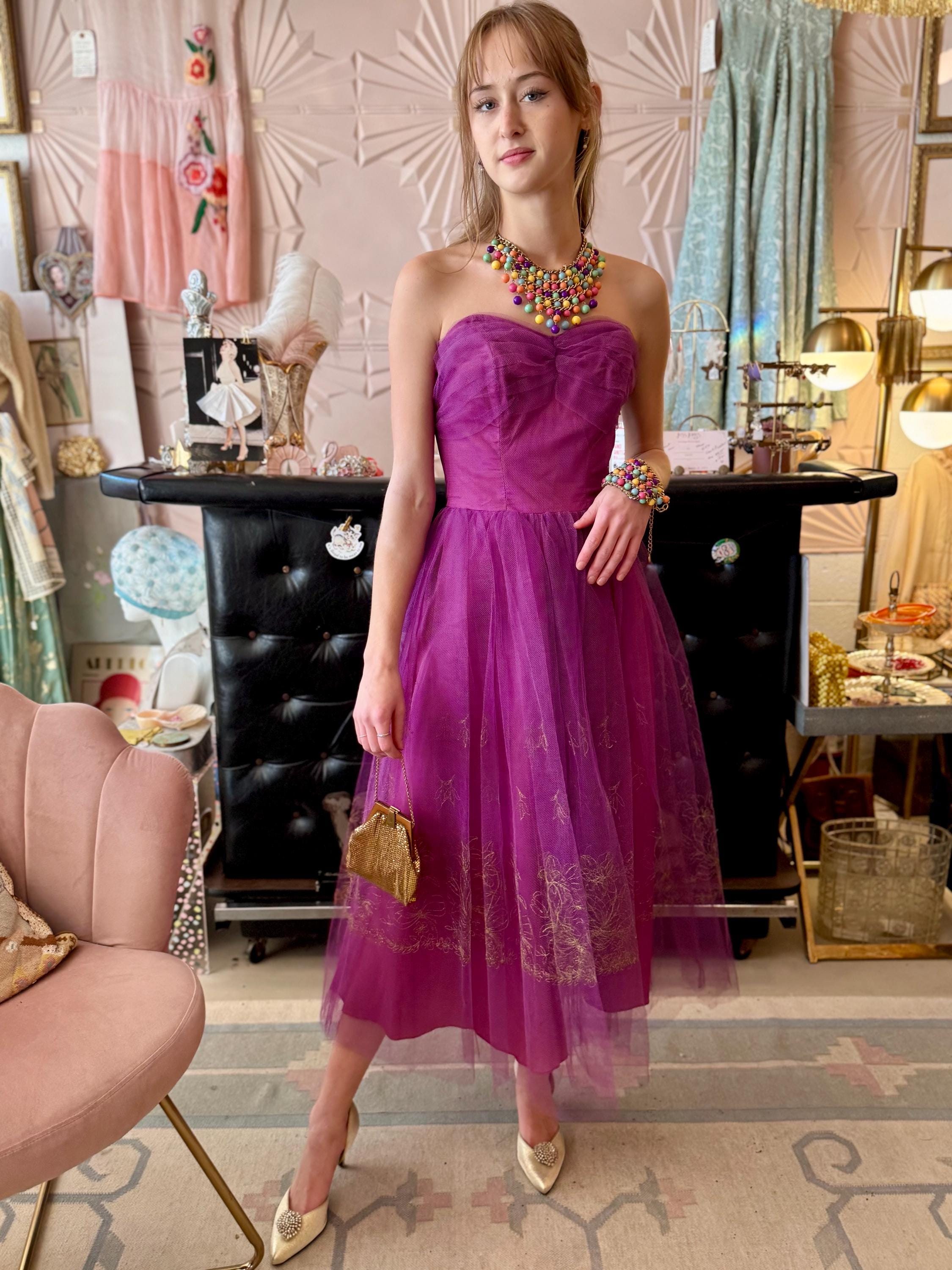 purple dress with gold accents Purple Mermaid Prom Dress Satin Evening Gown Sleeveless Jewel Neck Lace-Up  Zipper Beaded Applique Sweep Train Thigh-High Slits