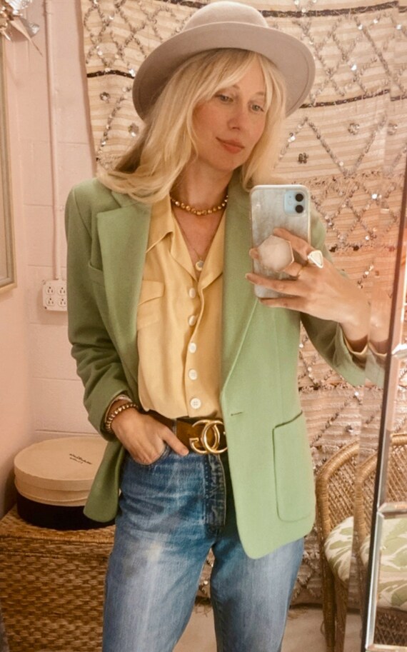 1990s Green Cashmere Blazer - image 2