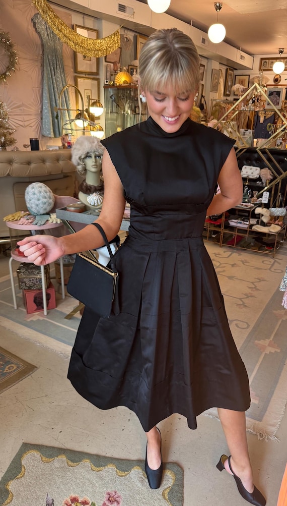 oleg cassini cocktail dress Devastatingly Sexy 1950's Oleg Cassini Couture Cocktail Dress in Black   Xtabay Vintage