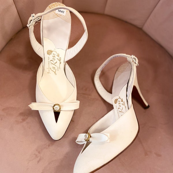 1960s White Leather Bow Slingback Heels from the set of The Marvelous Mrs Maisel