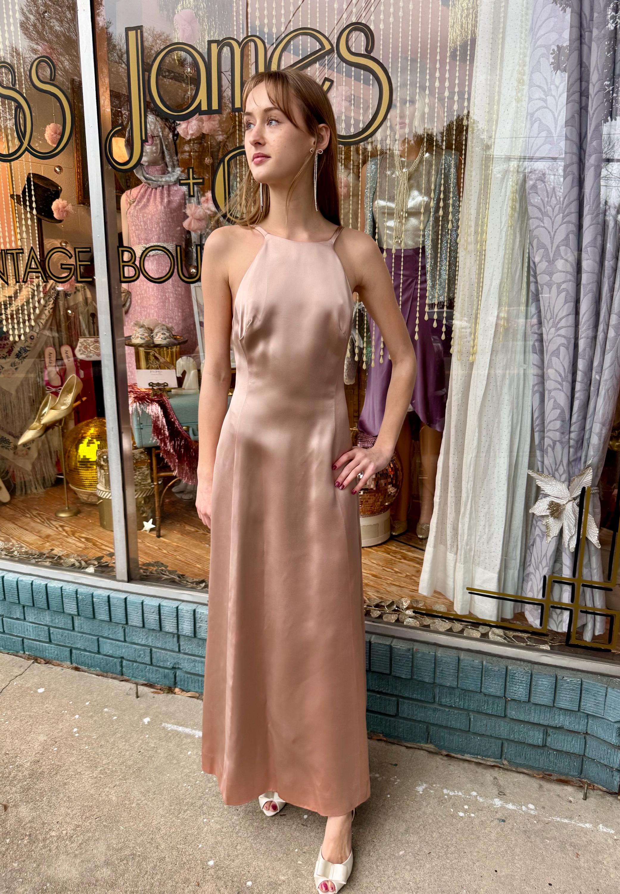 strapless open back dress Vintage 2004 John Galliano Pale Pink Semi-Sheer Silk Draped Ruffle Bias-Cut  Gown