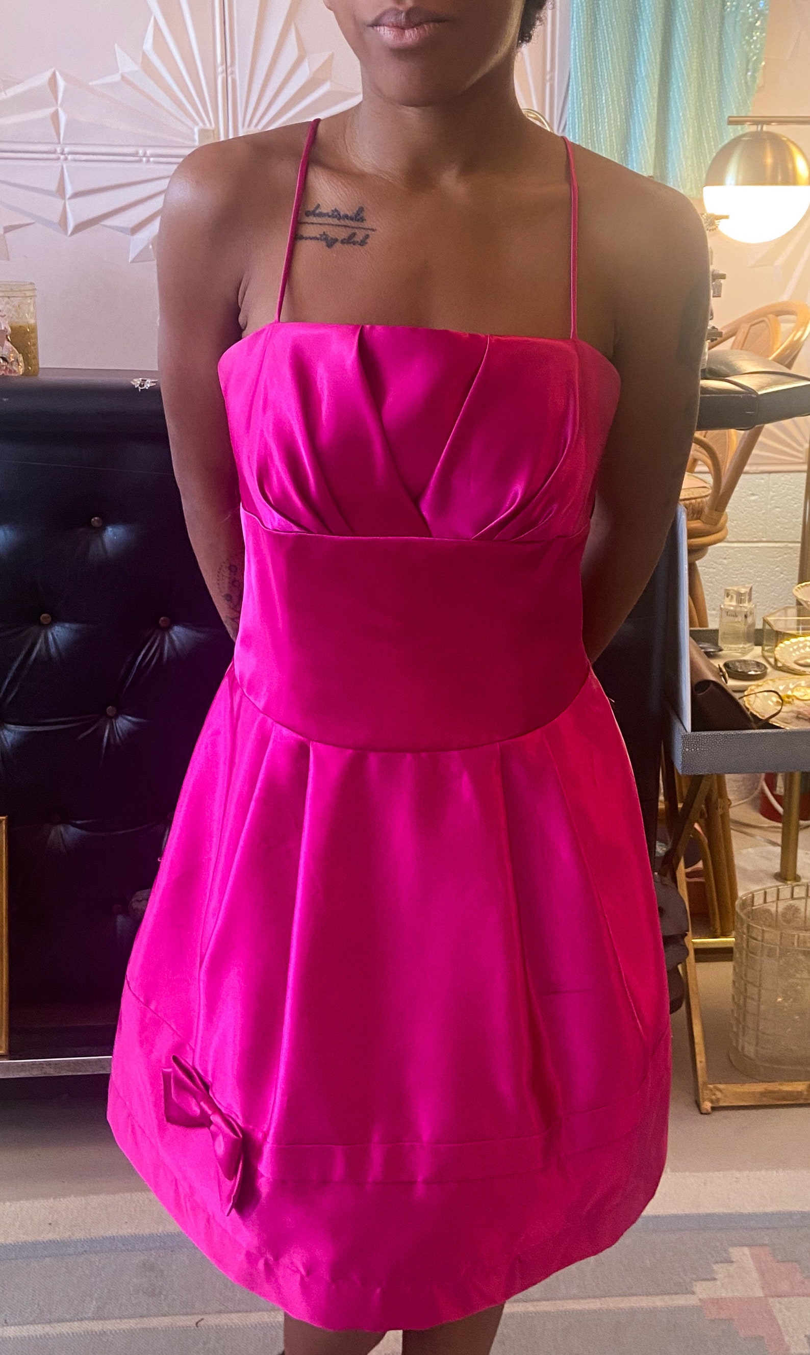 1980s Jessica Mcclintock Gunne Sax Hot Pink Satin Party Dress - Etsy