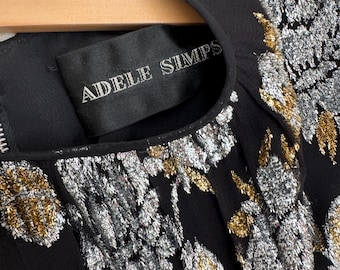1970s Adele Simpson Black Cocktail Dress With Silver Lurex Flowers - Etsy