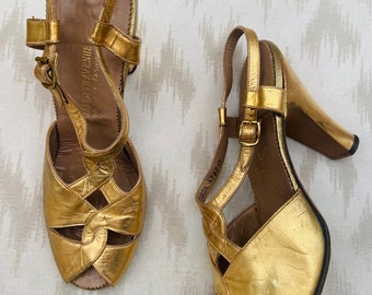 1920s Gold Lamé Art Deco Heels