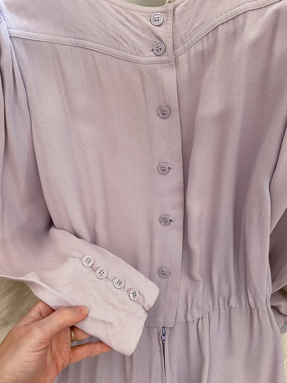 Albert Nipon Lavender Pleated Long Sleeve Dress - image 5