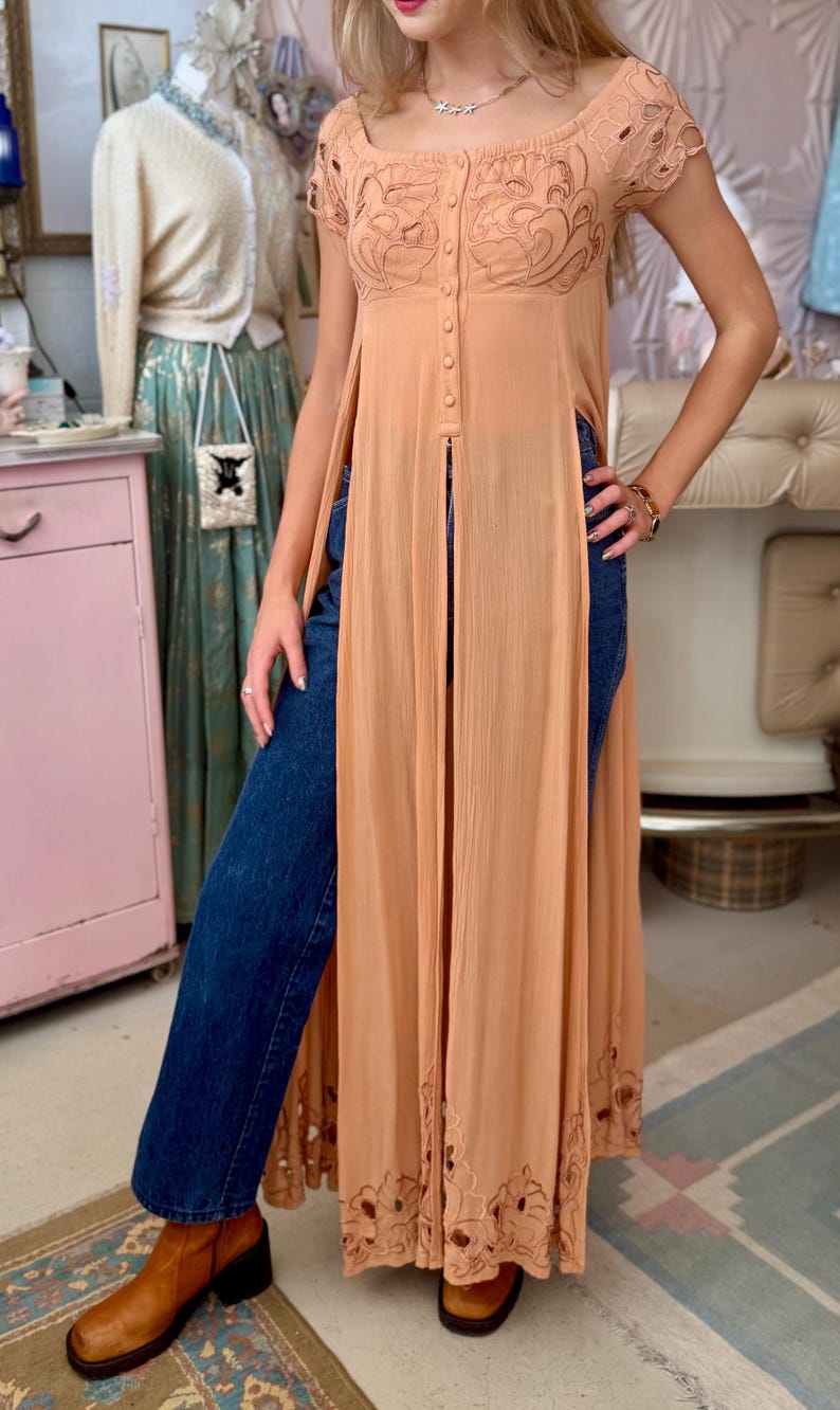 peach lace duster