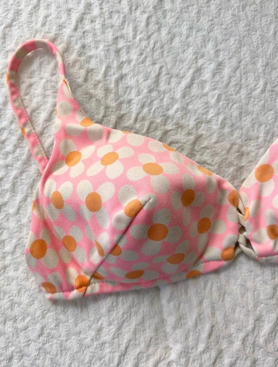 1960s Mod Pink + Orange Daisy Bikini - image 3