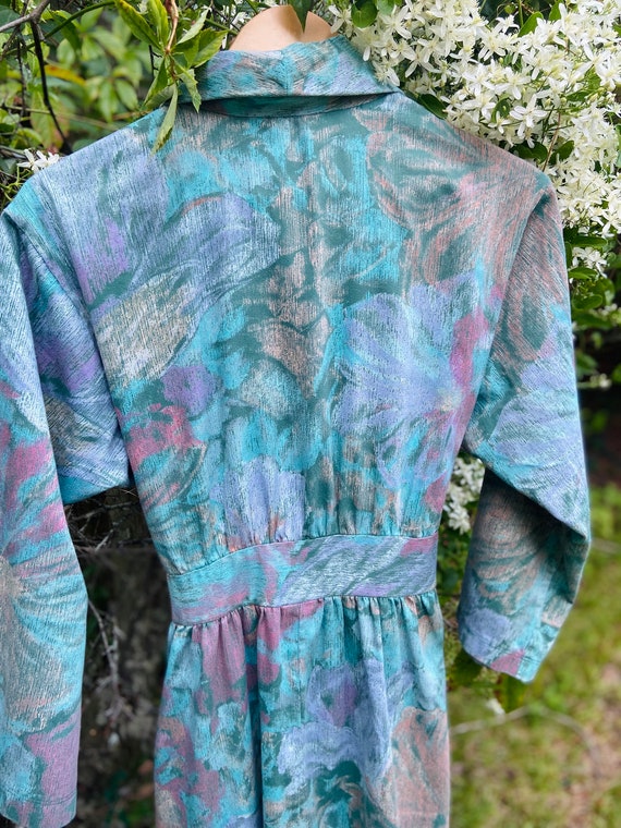 1980s Pastel Floral Cotton Robe / Duster - image 7