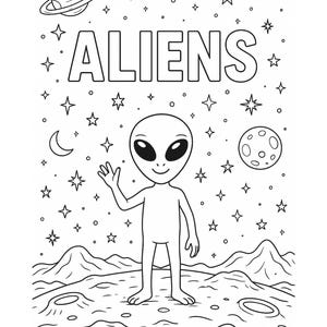 Adorable alien coloring pages