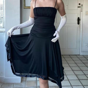 Vintage 2000s City Triangles Asymmetric Dress | Black Sculptural Gown | Structured Bust | Y2K Evening Wear