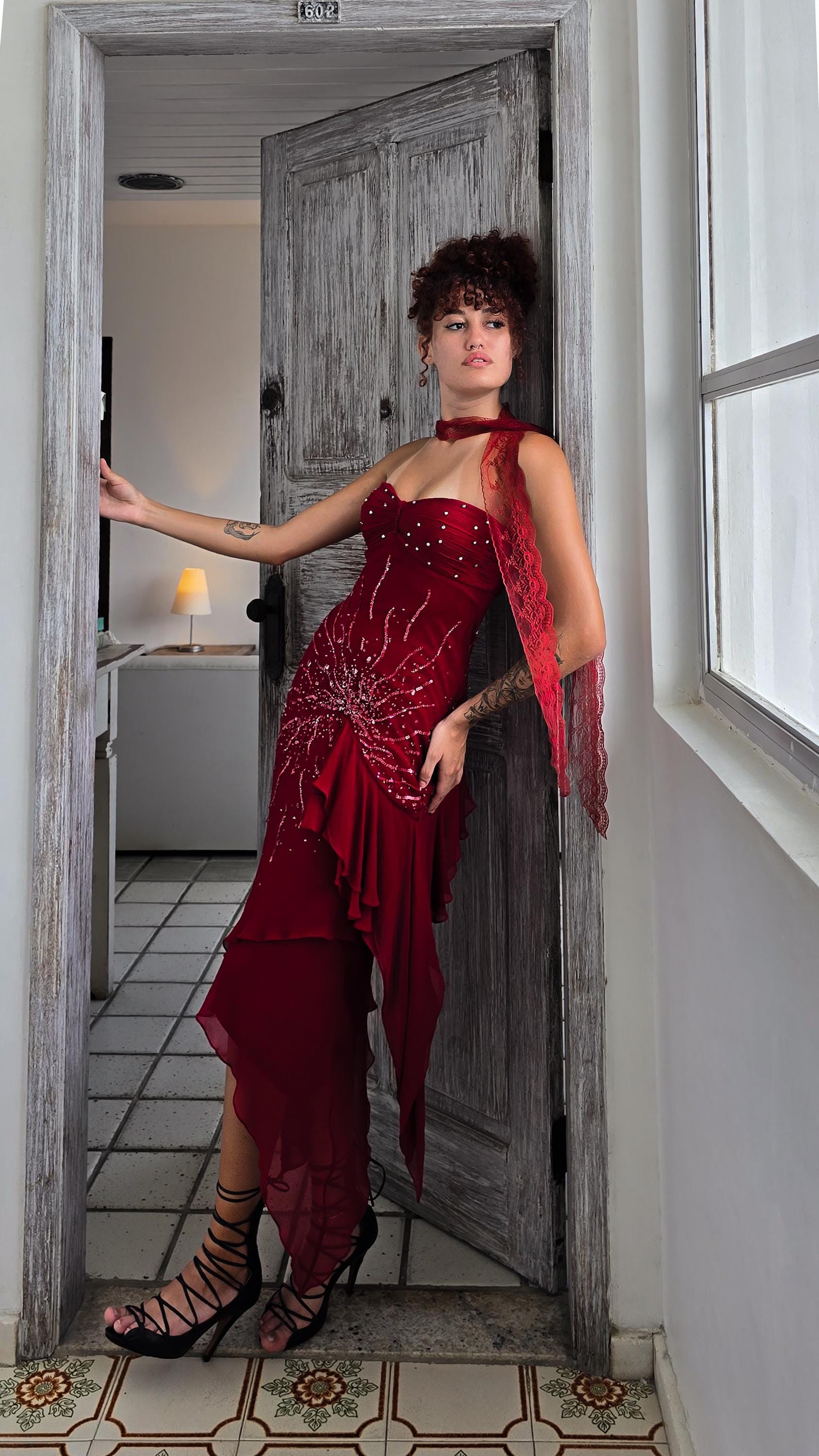 2000s Dress Silk Red