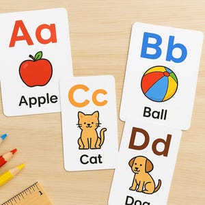 Printable Alphabet Flashcards: A-Z Learning Cards - Preschool & Kindergarten (A4 + US Letter PDF)