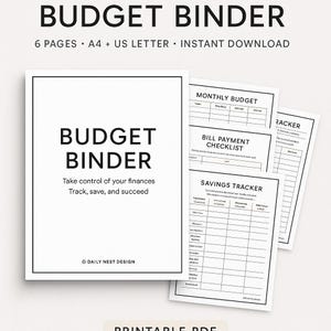Budget Binder Printable - Monthly Budget Planner, Bill Checklist, Expense Tracker - A4 and US Letter PDF