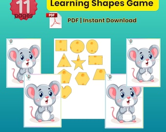 Montessori Shape Matching Game: Feed the Mouse Printable (PDF Download)