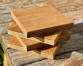 Handmade White Oak Coasters Set: Rustic Farmhouse Decor