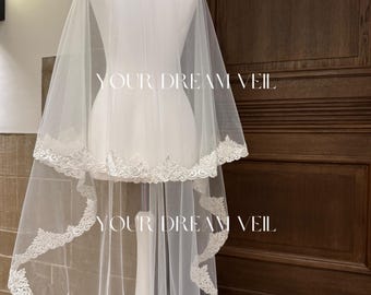 voile de mariée long, voile de mariée sans peigne, voile de mariée brodé, voile de mariée crème, voile de mariage, voile de mariée, voile de mariée en dentelle, cathèdre