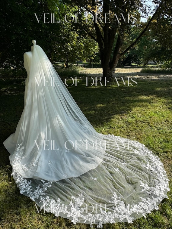 Long Cathedral Veil in Ivory Soft Tulleblusher Veil, Long  display picture 1