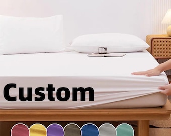 Custom Size Fitted Sheet, Bespoke Waterproof Mattress Cover, Wrinkle-resistant Bed Protector Cover
