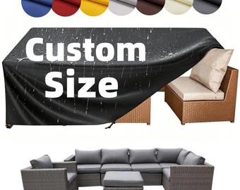 Custom Size Patio Furniture Cover, Waterproof Table Chair Set Cover, Bespoke All-Weather Protection Cover for Garden Sofa, Heavy-Duty Cover