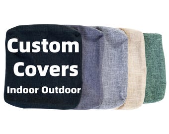 Custom Size Covers with Zipper, Bespoke Cushion Cover Indoor, Outdoor Waterproof Patio Couch Slip on Covers Replacement, Cotton Linen Fabric