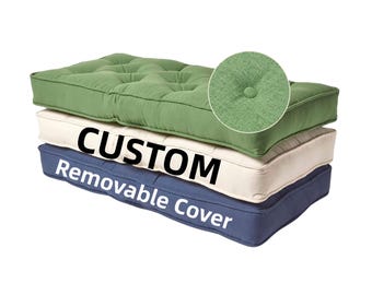 Custom Tufted Cushion, Bespoke Size Bench Cushion, Bay Window Seat Pad, Sofa Booster Cushion with Piping, Multiple Fabric & Color
