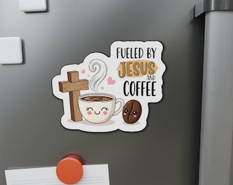 Angetrieben durch Jesus und Kaffee Aufkleber: Christliche Kaffeetasse PNG (Digitaler Download)