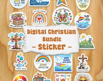 Christliches Aufkleberpaket für Kinder: Bibelverse, glaubensbasiert (Digitaler Download)