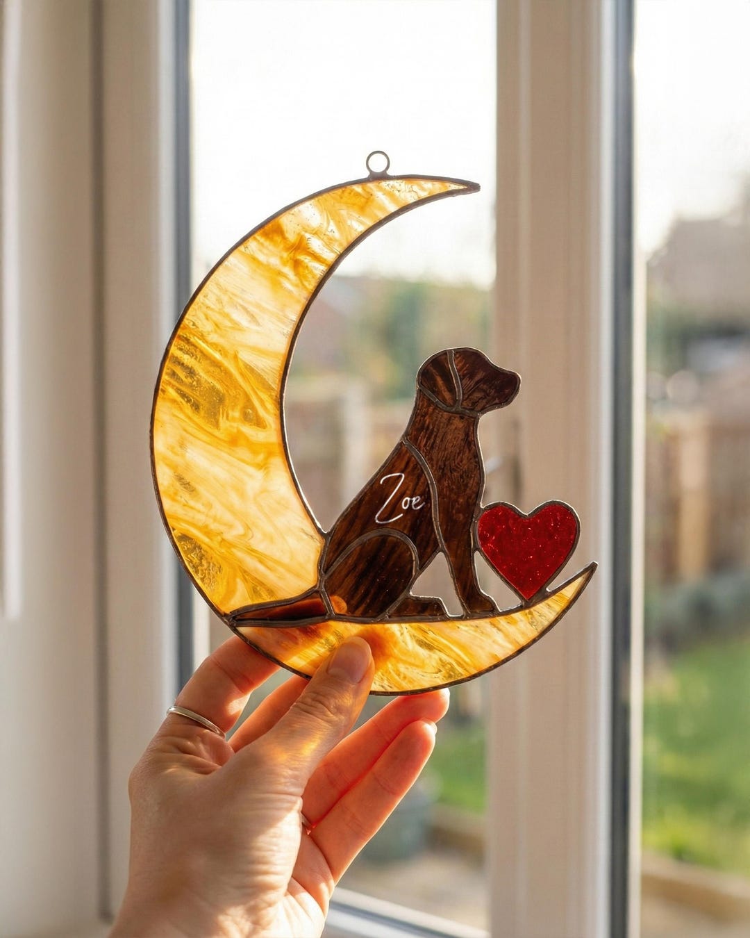 Stained Glass Dog Memorial Gifts Suncatcher Window Hanging, Dog Loss ...