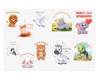 Christliche Kindertieraufkleber: Bibel-Journaling PNG-Bundle (Digitaler Download)