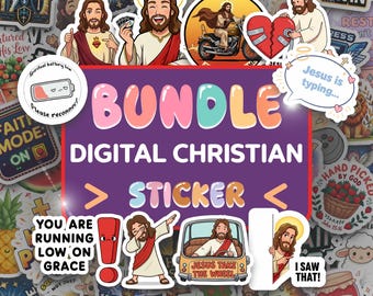 10 Jesus Meme Aufkleber Set | Lustige christliche Aufkleber für Journaling, Laptops & Wasserflaschen | Digitales PNG-Paket