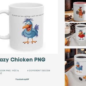 Crazy Chicken PNG – Digital Download, Funny Chicken Tumbler Decal, Sublimation, Waterslide Images, DIY Tumblers