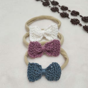 Mini Bows for Baby, Baby Headbands, Girls Headbands, Handmade Crocheted Bows, Simple Bows