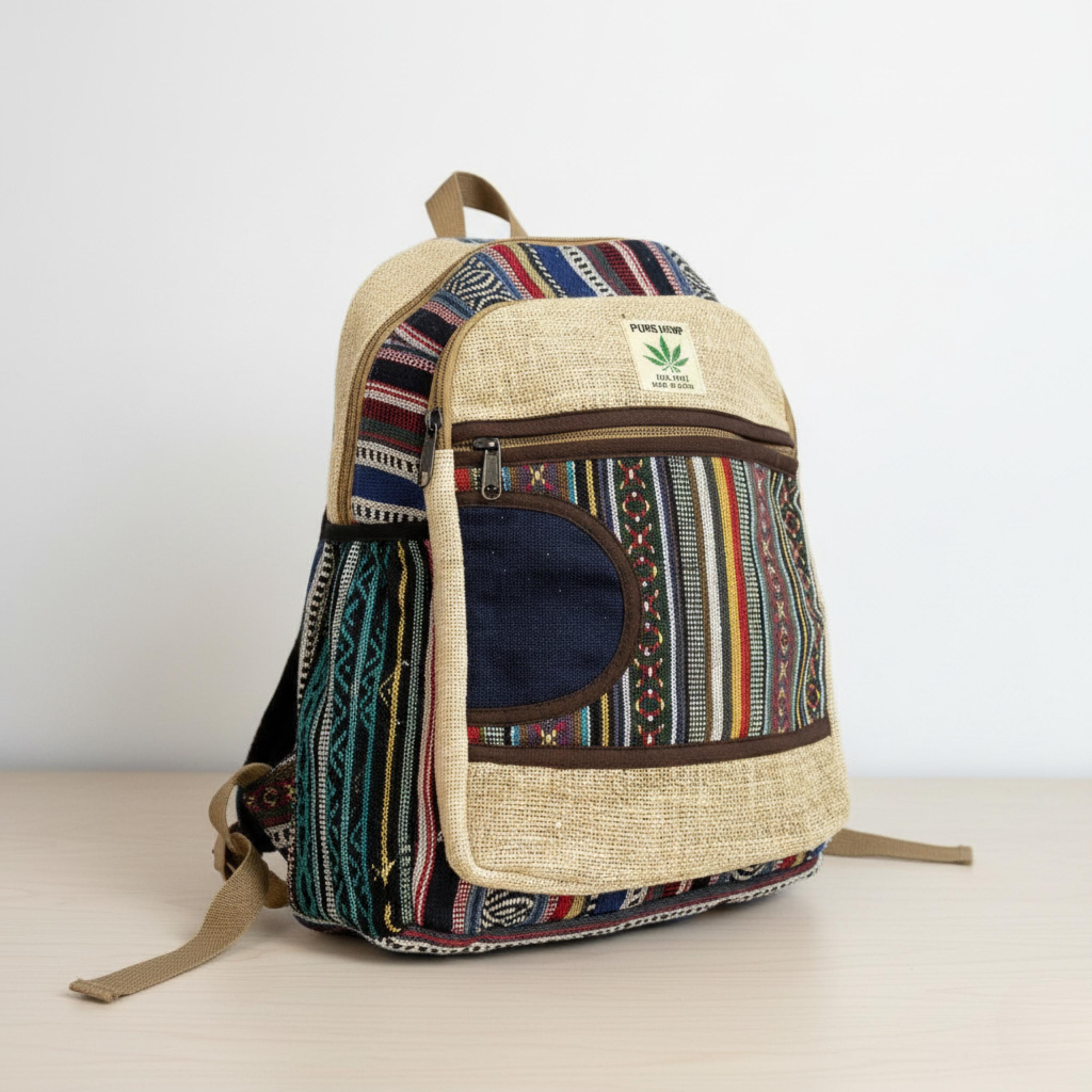 Handmade Himalayan Hemp Backpack: Eco-friendly Boho Travel 