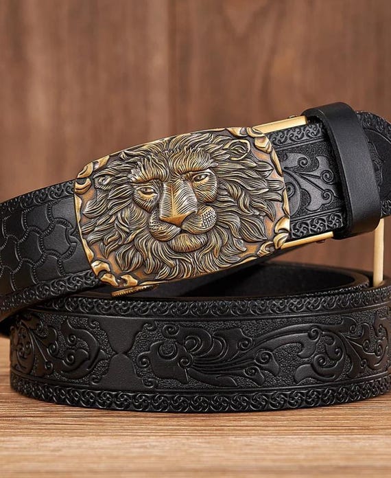 lion belt buckle designer